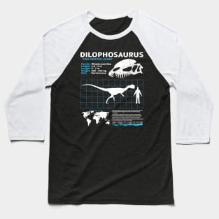Dilophosaurus Fact Sheet Baseball T-Shirt